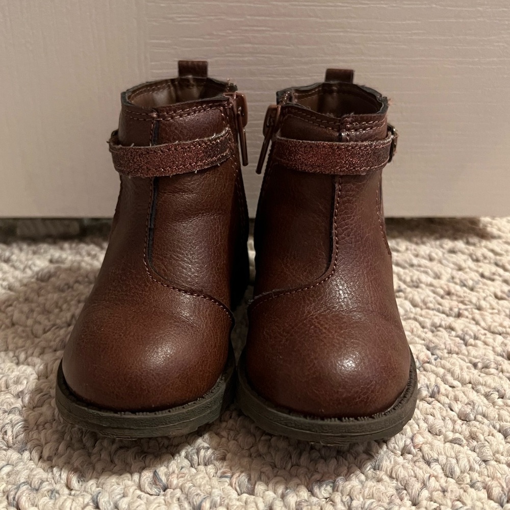 Dark brown toddler girl booties
